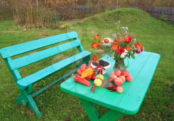 autumn still life on garden table