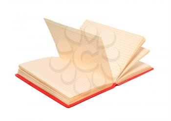 red note pad on white background