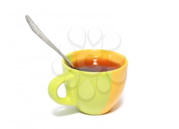 yellow cup on white background