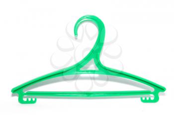 green clothes hanger on white background