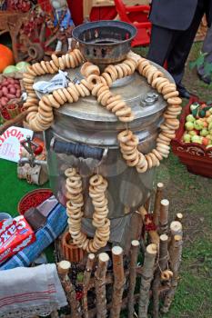 old samovar on rural market
