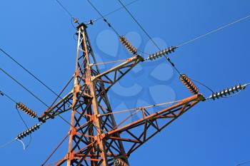 electric pole on blue background