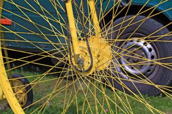 yellow bicycle wheel