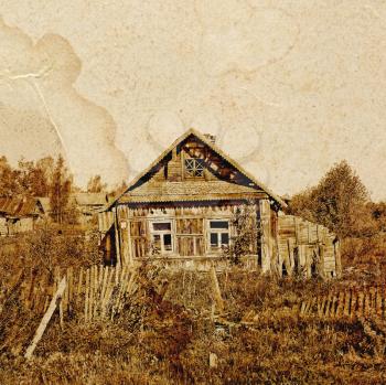 old house on old paper