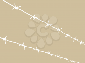 barbed wire on brown background, vector illustration