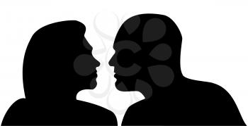 Royalty Free Clipart Image of Silhouettes About to Kiss