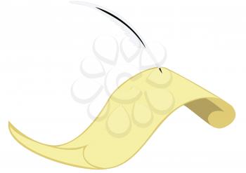 Royalty Free Clipart Image of a Scroll and Feather Pen