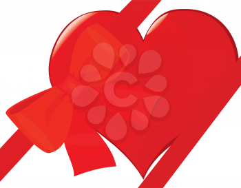 Royalty Free Clipart Image of a Heart Tied With Ribbon