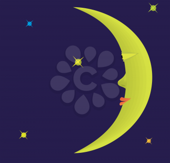 Royalty Free Clipart Image of a Night Sky With a Half Moon