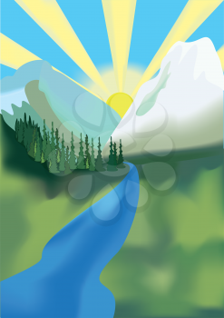 Royalty Free Clipart Image of a Mountain Stream