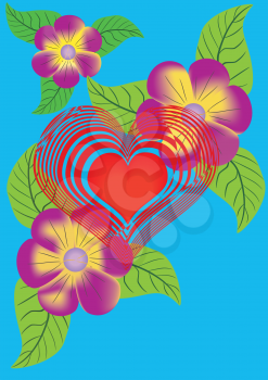 Royalty Free Clipart Image of a Heart Among Flowers