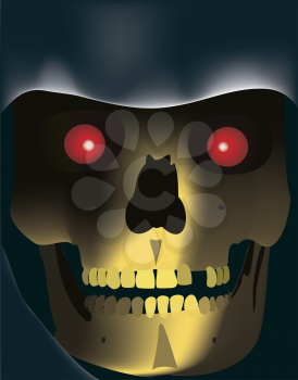 Royalty Free Clipart Image of a Skull With Red Eyes