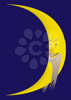 Royalty Free Clipart Image of a Crescent Moon Against Blue