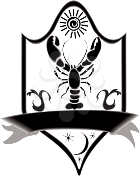 Royalty Free Clipart Image of a Lobster Shield