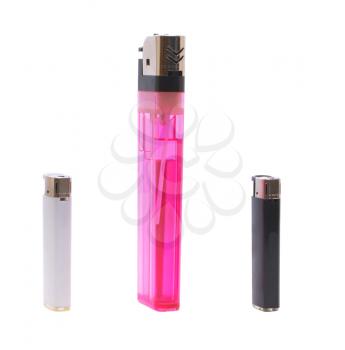 Big and small lighters on a white background.                    
