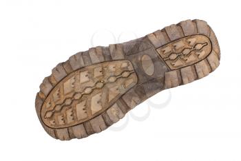 Boot sole on a white background.                   