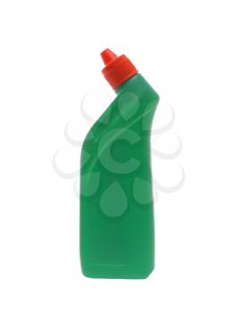 Washing-up liquids in bottles on a white background.                    