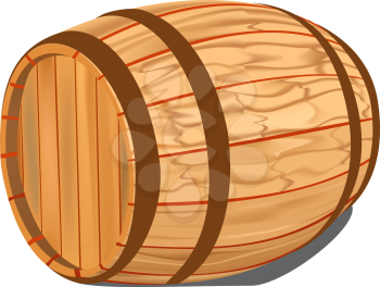 Wooden barrel on a white background, EPS.8 file illustration.