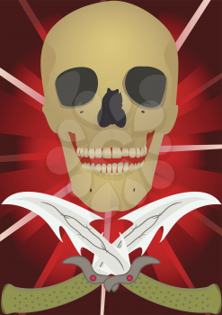 Skull with the crossed knifes, file EPS.8 illustration.