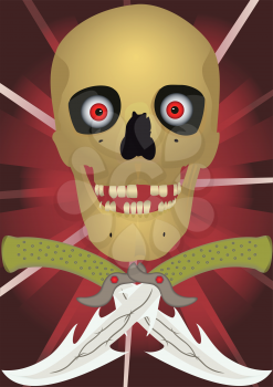 Skull with the crossed knifes, file EPS.8 illustration.