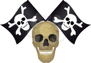 Skull with the crossed flags, file EPS.8 illustration.