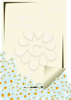 Sheet of paper with abstract flowers, file EPS.8 illustration.