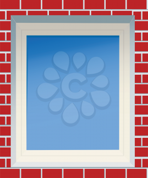 Window in a red brick wall, file EPS.8 illustration.