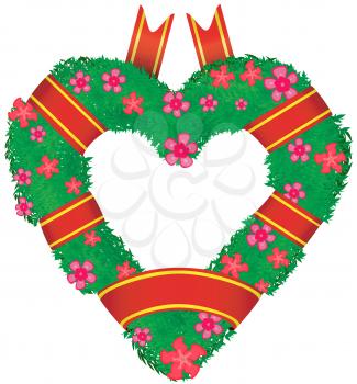 Wreath in the shape of a heart, vector illustration EPS8.