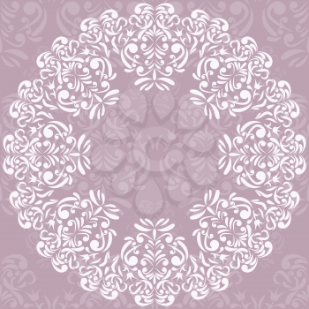Invitation card with damask background and elegant floral elements, EPS8 - vector graphics.