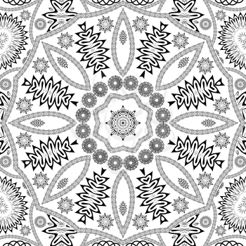 Black and white floral seamless pattern Arab motifs, EPS8 - vector graphics.