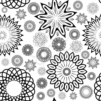 Black and white floral seamless ornament, EPS8 - vector graphics.
