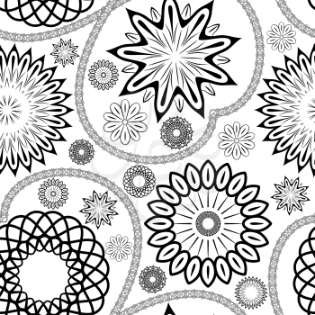 Black and white floral seamless ornament, EPS8 - vector graphics.