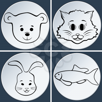 Animal set vector button icon, EPS8 - vector graphics.