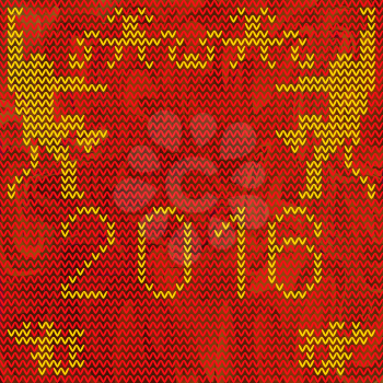 Calendar cover knitting ornament red-yellow Chinese style, EPS10 - vector graphics.