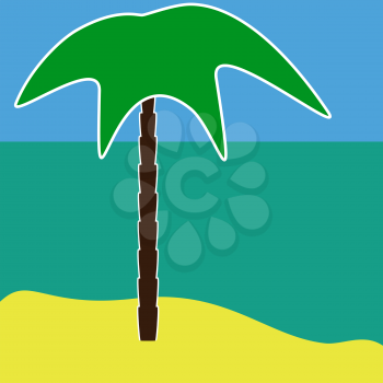 Travel poster design tropical island blue ocean, EPS8 - vector graphics.