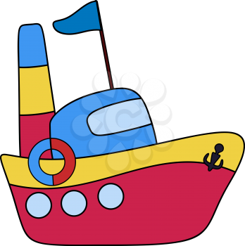 Steamboat passenger childlike drawing, EPS8 - vector graphics.
