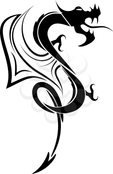Picture black and white dragon tattoo, EPS8 - vector graphics.