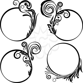 Set round frame with decorative elements, EPS8 - vector graphics.