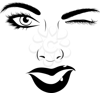 Woman face give a wink vector illustration