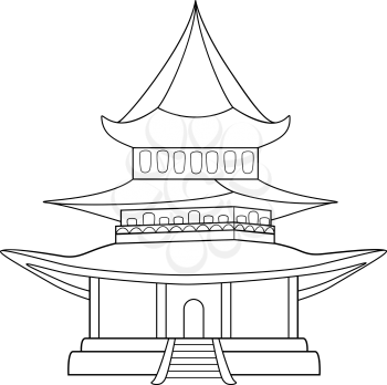 Linear drawing japanese chinese architecture, vector illustration EPS 8