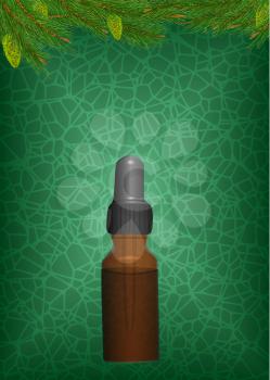 Pine oil elegant bottle, vector illustration EPS 10