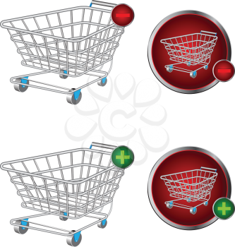 Royalty Free Clipart Image of Shopping Baskets to Add and Remove