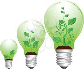 Royalty Free Clipart Image of Green in Light Bulbs