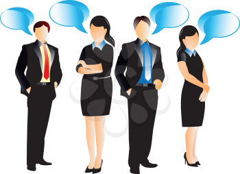Royalty Free Clipart Image of Business People With Speech Bubbles
