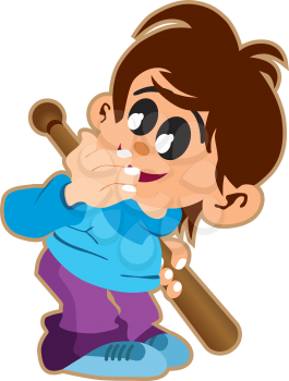 Royalty Free Clipart Image of a Boy With a Baseball Bat