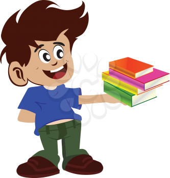 Royalty Free Clipart Image of a Boy Holding Books