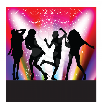 Royalty Free Clipart Image of Dancing Girls