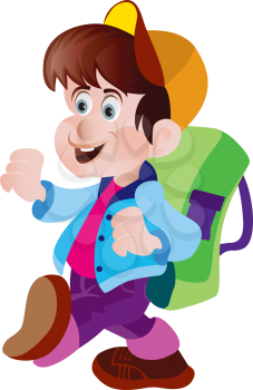 Royalty Free Clipart Image of a Little Boy on His Way to School
