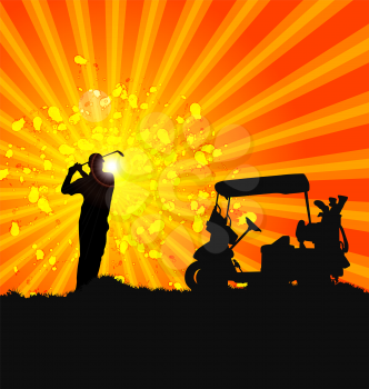 Royalty Free Clipart Image of a Golfer Silhouette