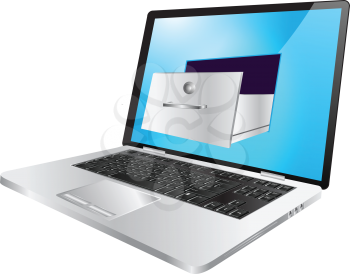 Royalty Free Clipart Image of a Laptop With a File Drawer